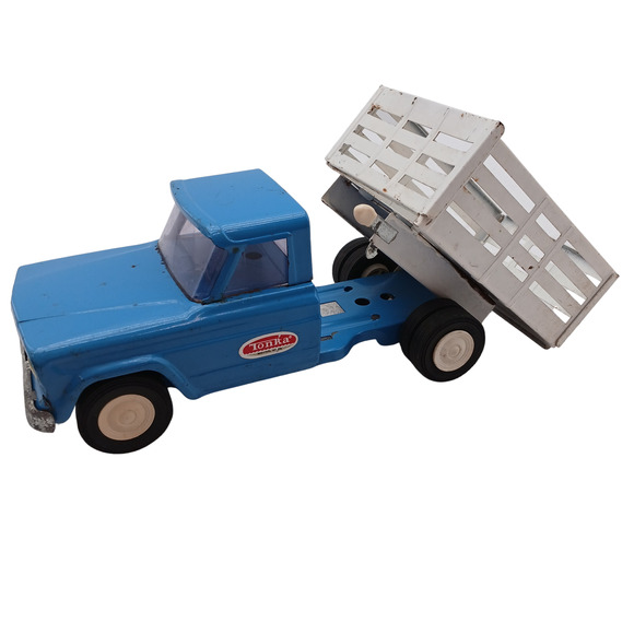 VTG Tonka Blue Stake Truck Pressed Steel Toy 1960s Farm Pickup USA Blue Whit - Picture 2 of 12